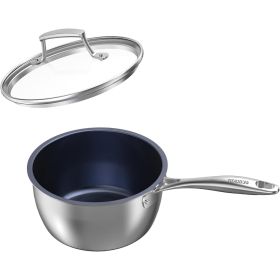 2.2 Quart Titanium Alloy Stainless Steel Multifunctional Household PFOA-free Non-stick Frying Pan With Lid, Dishwasher-safe, Oven-safe, Suitable For A