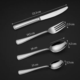 16 Piece Luxury High-end Silver Tableware Family Utensil Set - Stainless Steel 4-person Utensil Service Including Fork, Knife, Spoon, And Teaspoon - D
