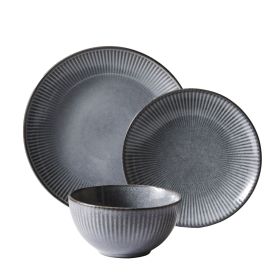 12-Piece Stoneware Dinnerware Set Grey