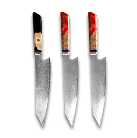 Chef's Knife For Japanese Cuisine In Damascus (Option: Red Red Black-34.7cm)