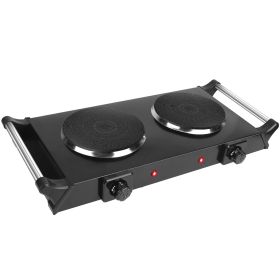Black-White Options -- 2000W Electric Dual Burner Portable Coil Heating Hot Plate Stove Countertop RV Hotplate With 5 Temperature Adjustments Portable (Color: Black)