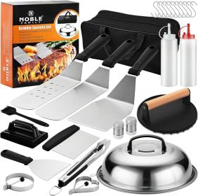 27 PCS Griddle Accessories Kit, Flat Top Grill Accessories Set For Camping, Professional Grill Spatula Set With Melting Dome, Burger Press For Outdoor (Option: Stainless Steel)