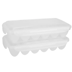 2Pcs Plastic Egg Holder Stackable Egg Storage Box Egg Rack For Refrigerator 18 Cavity Per Container Dishwasher Safe (Option: 2PCS)
