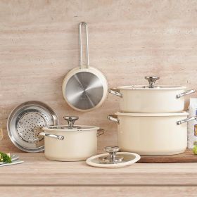 Stainless Steel Pot 4-piece Set (Color: Beige)