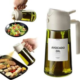 Portable Light-shielding Spray Oil Bottle, All-in-one  Glass Oil Bottle, Olive Oil Sprayer (Color: White)