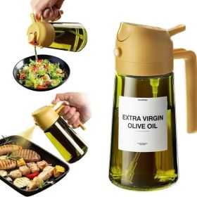 Portable Light-shielding Spray Oil Bottle, All-in-one  Glass Oil Bottle, Olive Oil Sprayer (Color: Yellow)