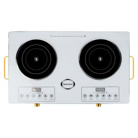 1Pc Electric Ceramic Stove Electric Cooktop Hot Plate Infrared Countertop Burner Sing Double Burner Options (Option: White-Double Burner)