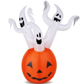 5.9 FT Halloween Inflatable Pumpkin Ghost Outdoor Decorations, Scary Blow Up Yard Decor With Built-in LED Lights For Holiday Party Yard Lawn Garden De (Option: 1pc)
