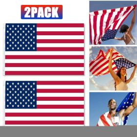American Flags For Outside 3X5 FT USA Flag - Premium US Flag 90X150cm Heavy Duty Outdoor Large Nylon Flag Stars With Brass Grommets (Option: 2PCS)