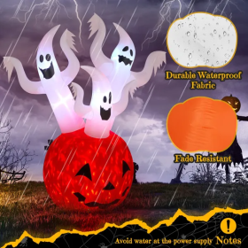 5.9 FT Halloween Inflatable Pumpkin Ghost Outdoor Decorations, Scary Blow Up Yard Decor With Built-in LED Lights For Holiday Party Yard Lawn Garden De (Option: Halloween)
