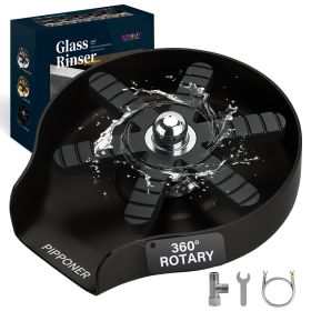 PIPPONER Glass Rinser For Kitchen Sink, Upgrade 360 Rotating High Pressure Jet Glass Rinser, 5-inch Stainless Steel Cup Washer, Cup Rinser Sink Attach (Option: Matte Black)