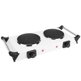 Black-White Options -- 2000W Electric Dual Burner Portable Coil Heating Hot Plate Stove Countertop RV Hotplate With 5 Temperature Adjustments Portable (Color: White)