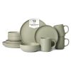 12-Piece Stoneware Dinnerware Sets with Mugs | Microwave & Dishwasher Safe | Non-Toxic Dinner Plates Bowls Set | Stackable Matte Glaze Kitchenware for