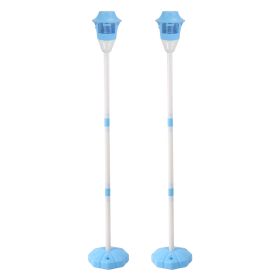2Pack 3 In 1 Standing Bubble Machines With Colorful Lights And Music Rechargeable Bubble Maker Stands With 2 Modes 3 Adjustable Height For Party Weddi (Color: Blue)