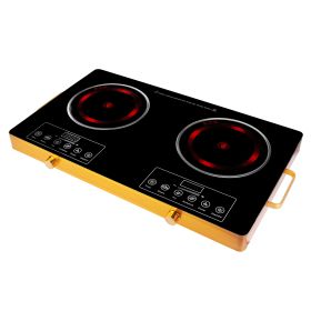 1Pc Electric Ceramic Stove Electric Cooktop Hot Plate Infrared Countertop Burner Sing Double Burner Options (Option: Black-Double Burner)