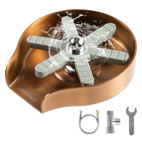 PIPPONER Glass Rinser For Kitchen Sink, Upgrade 360 Rotating High Pressure Jet Glass Rinser, 5-inch Stainless Steel Cup Washer, Cup Rinser Sink Attach (Option: Brushed Copper)