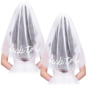 Bride To Be Embroidered Veil Bachelorette Party BachParty Accessory Bride To Be Headband White Bridal Veil Headpiece For Bridal Shower Engagement Part (Option: 5508750M)